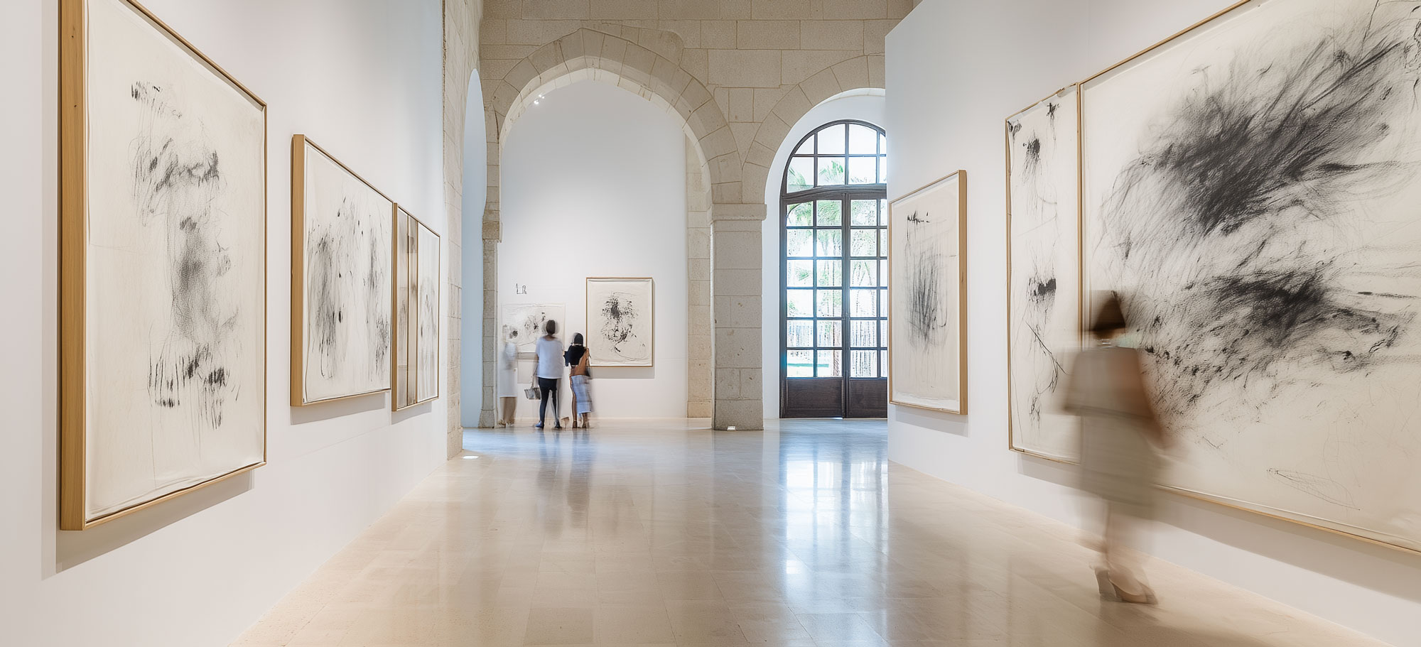 Moderne Kunst in einer lichtdurchfluteten Altstadtgalerie in Palma
